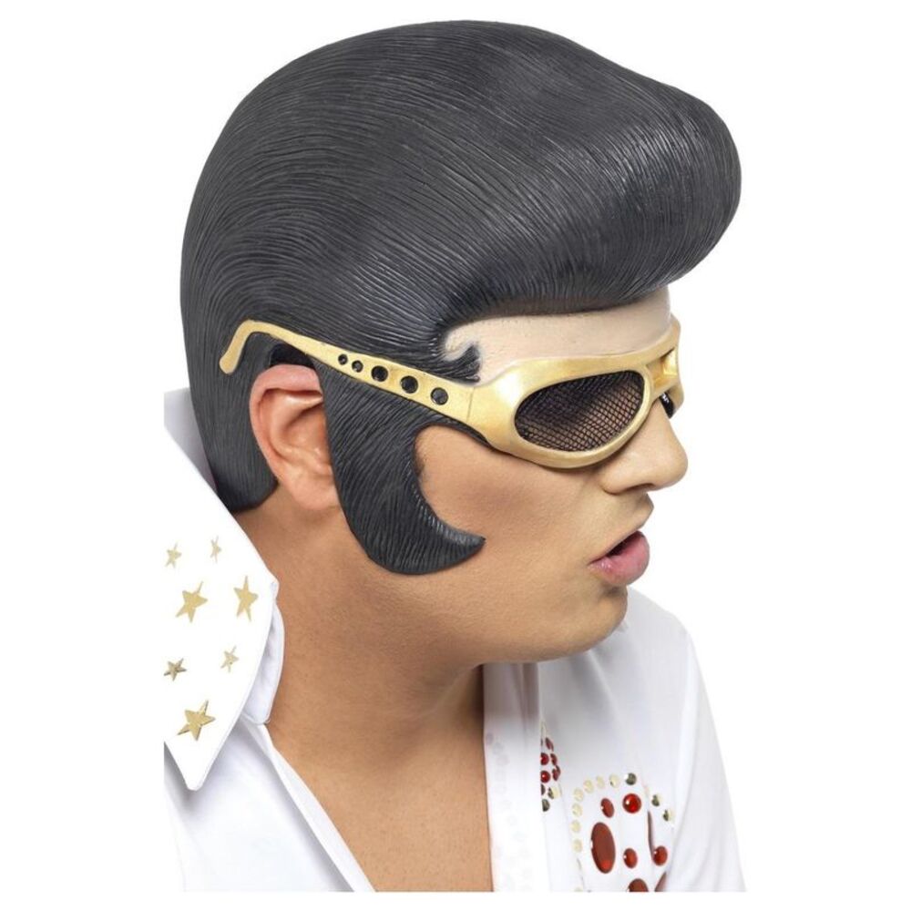 Elvis Presley Mens Costume Headpiece / Black/Gold